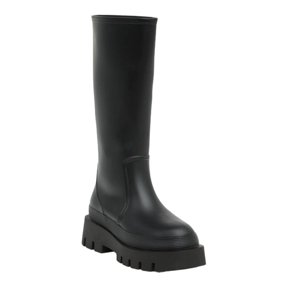 JEFFREY CAMPBELL Ilya Black Waterproof Knee High Rain Boot Size 10M NEW - Picture 5 of 8